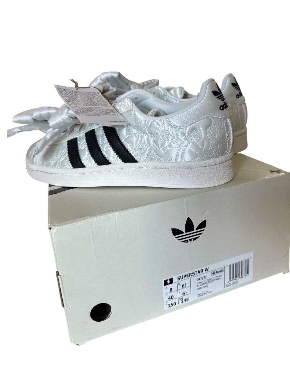 Adidas x Caroline Hu Superstar JR7977 White Bow Sneakers NWT Collab UK 6.5~US8.5 - Picture 7 of 15